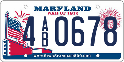 MD license plate 4AB0678