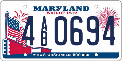 MD license plate 4AB0694