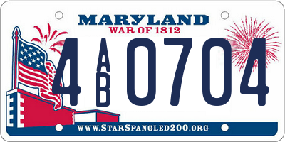 MD license plate 4AB0704
