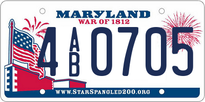 MD license plate 4AB0705