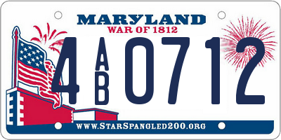 MD license plate 4AB0712