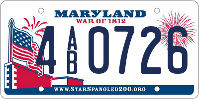 MD license plate 4AB0726