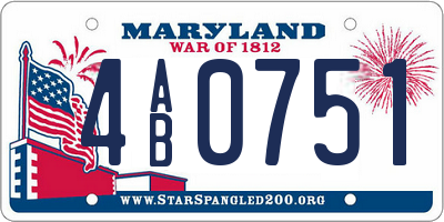 MD license plate 4AB0751
