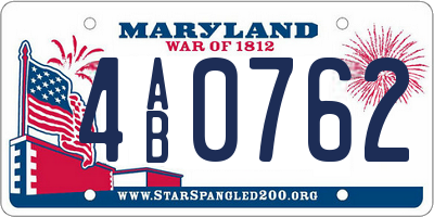MD license plate 4AB0762