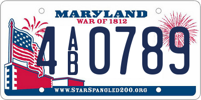 MD license plate 4AB0789