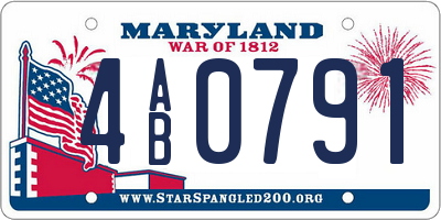 MD license plate 4AB0791