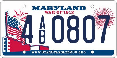 MD license plate 4AB0807