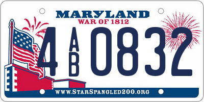 MD license plate 4AB0832