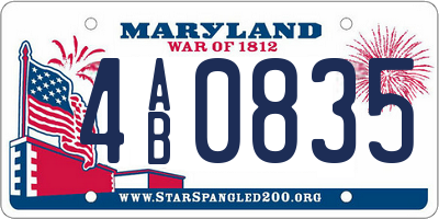 MD license plate 4AB0835