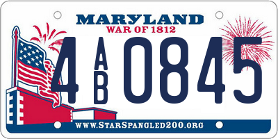 MD license plate 4AB0845