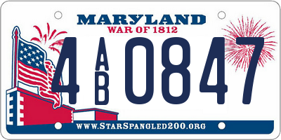 MD license plate 4AB0847