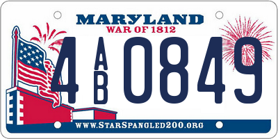 MD license plate 4AB0849