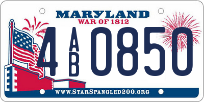 MD license plate 4AB0850