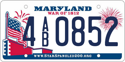 MD license plate 4AB0852