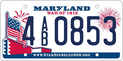 MD license plate 4AB0853