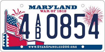 MD license plate 4AB0854
