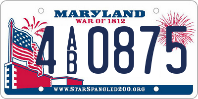 MD license plate 4AB0875