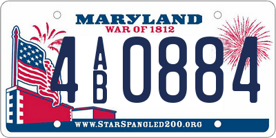 MD license plate 4AB0884