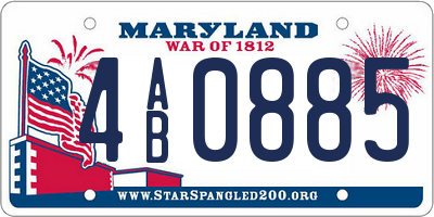 MD license plate 4AB0885