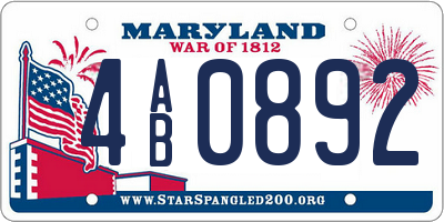 MD license plate 4AB0892