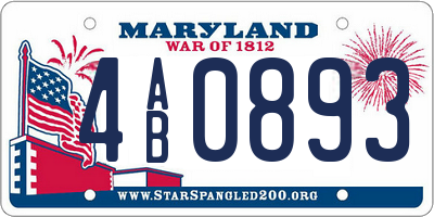 MD license plate 4AB0893
