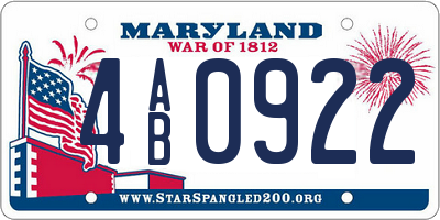 MD license plate 4AB0922