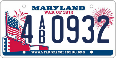 MD license plate 4AB0932