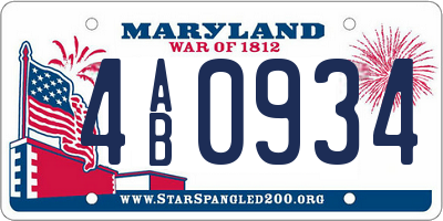 MD license plate 4AB0934