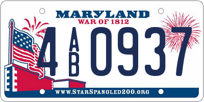 MD license plate 4AB0937