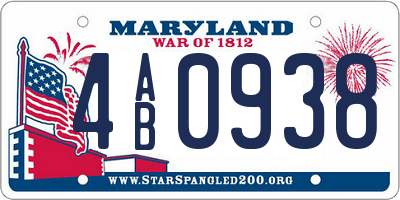 MD license plate 4AB0938