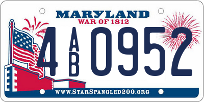 MD license plate 4AB0952