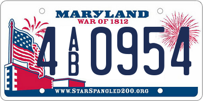 MD license plate 4AB0954