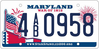MD license plate 4AB0958