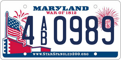 MD license plate 4AB0989