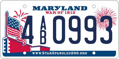 MD license plate 4AB0993