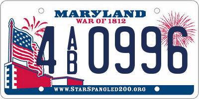 MD license plate 4AB0996