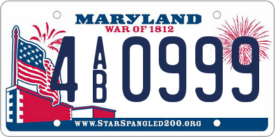 MD license plate 4AB0999