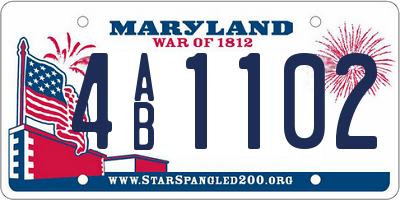 MD license plate 4AB1102