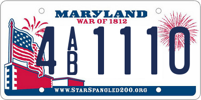 MD license plate 4AB1110