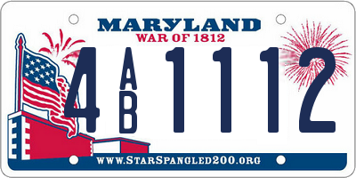 MD license plate 4AB1112
