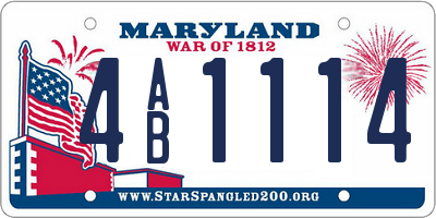 MD license plate 4AB1114