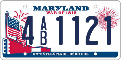 MD license plate 4AB1121