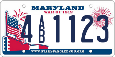 MD license plate 4AB1123