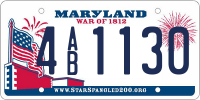 MD license plate 4AB1130