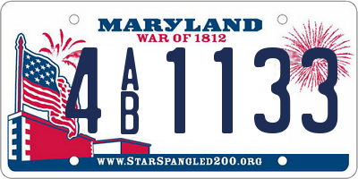 MD license plate 4AB1133