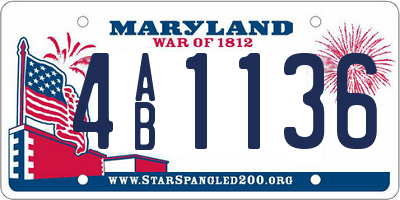 MD license plate 4AB1136