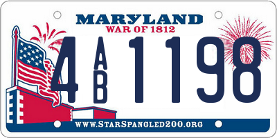 MD license plate 4AB1198