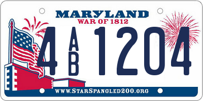 MD license plate 4AB1204