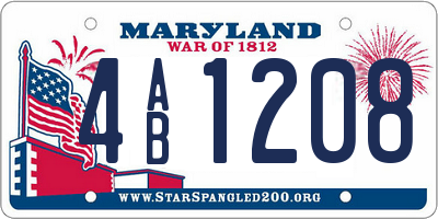 MD license plate 4AB1208