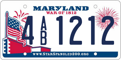 MD license plate 4AB1212